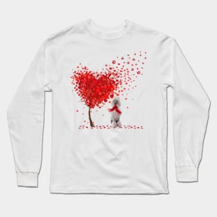 Valentine's Day Heart Tree Love White Standard Poodle Long Sleeve T-Shirt